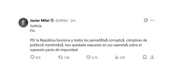 La publicación de Javier Milei