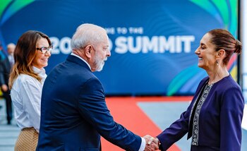 Sheinbaum junto al presidente de Brasil, Lula da Silva. (Reuters)