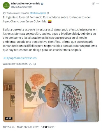 - crédito captura de pantalla / @MinAmbienteCo / x