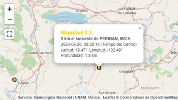 Peribán, Michoacán, sacudido por un sismo de magnitud 3.3
