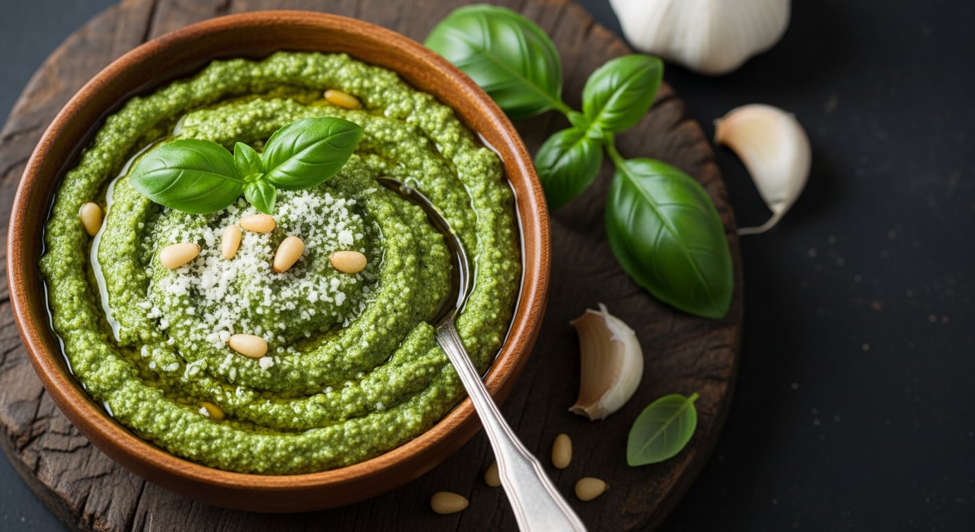 El pesto es originario de la región de Liguria, en Italia, y se prepara tradicionalmente con albahaca, ajo, piñones, queso parmesano y aceite de oliva. (Imagen Ilustrativa Infobae)