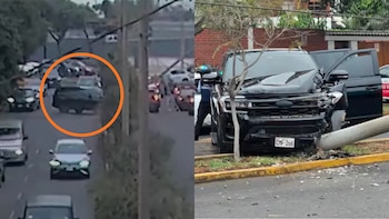 Camioneta se estrella contra poste en Surco y estructura cae sobre otro vehículo