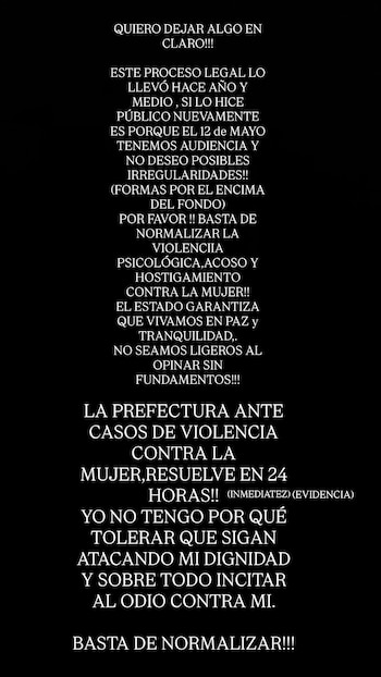 Yahaira Plasencia responde en redes sociales a las críticas por su pedido de garantías personales. IG