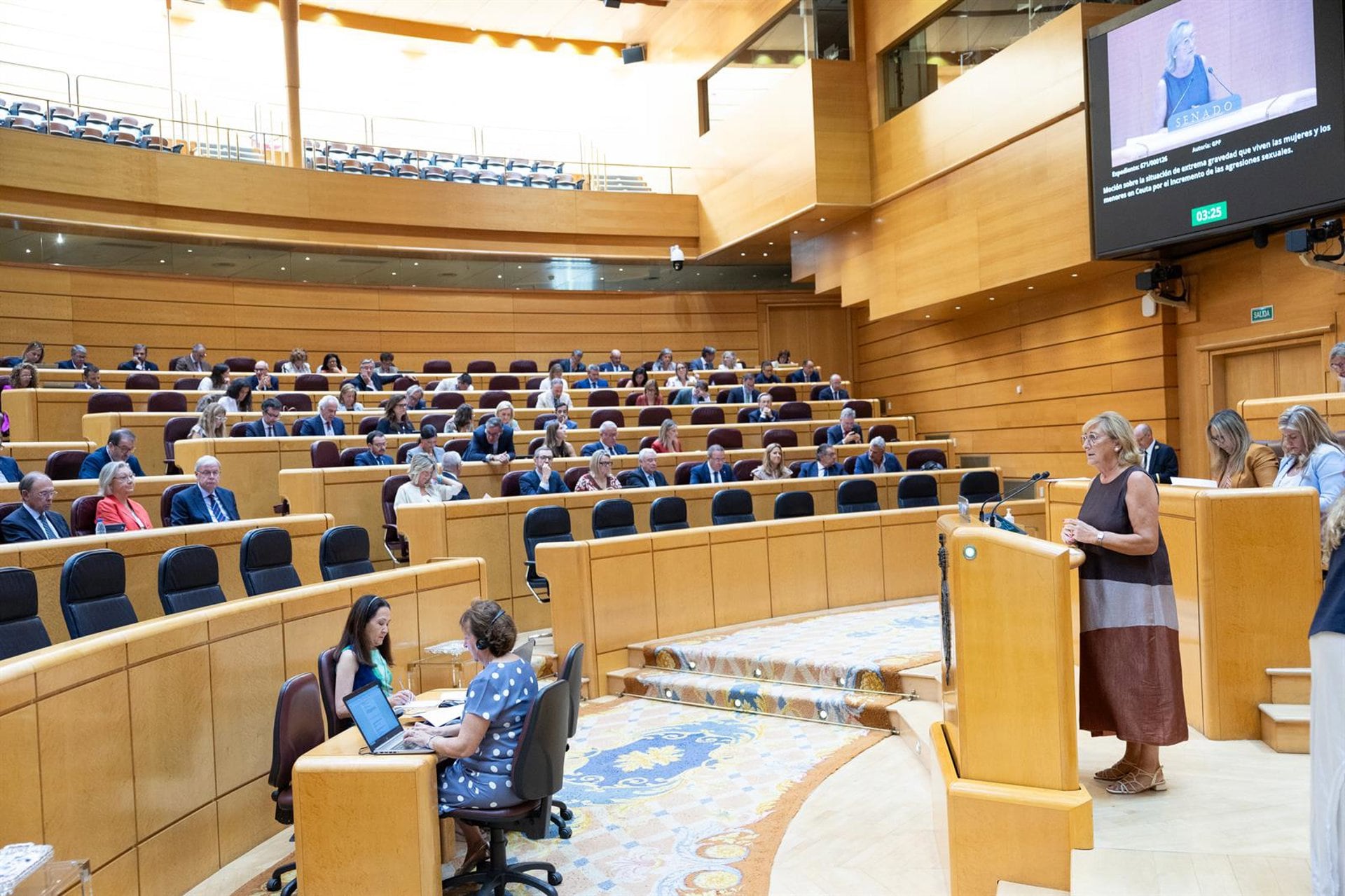 15/09/2026 La senadora del PP María Carmen Isabel Pobo interviene durante una sesión plenaria, en el Senado, a 15 de septiembre de 2026, en Madrid (España). El pleno del Senado debate mociones del Partido Popular sobre la seguridad y el futuro socioeconómico de Ceuta y Melilla, así como la situación de la gestión sanitaria en España. Además, la jornada incluye una sesión de control al Gobierno con 17 preguntas a los ministros.POLITICA Jesús Hellín - Europa Press