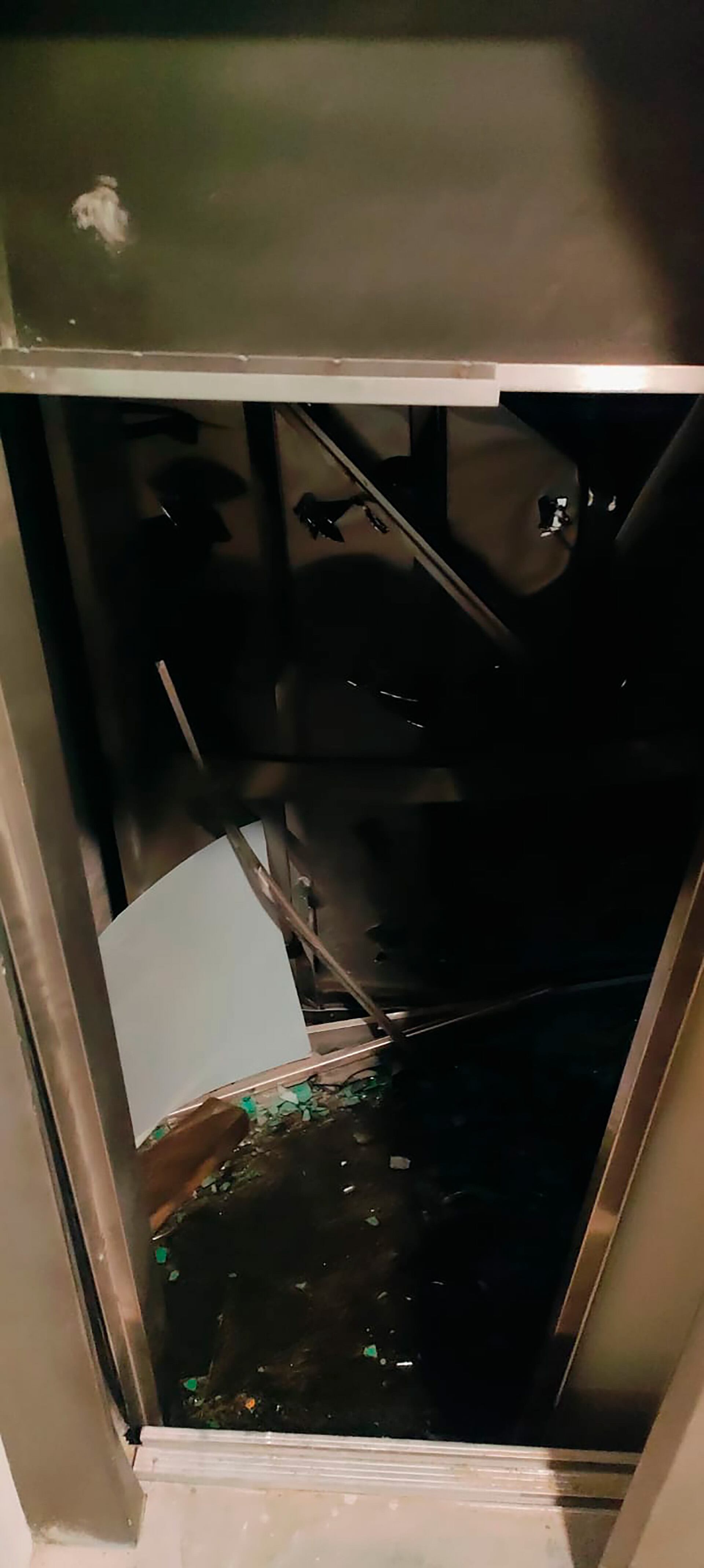 El estado del ascensor después de la caída