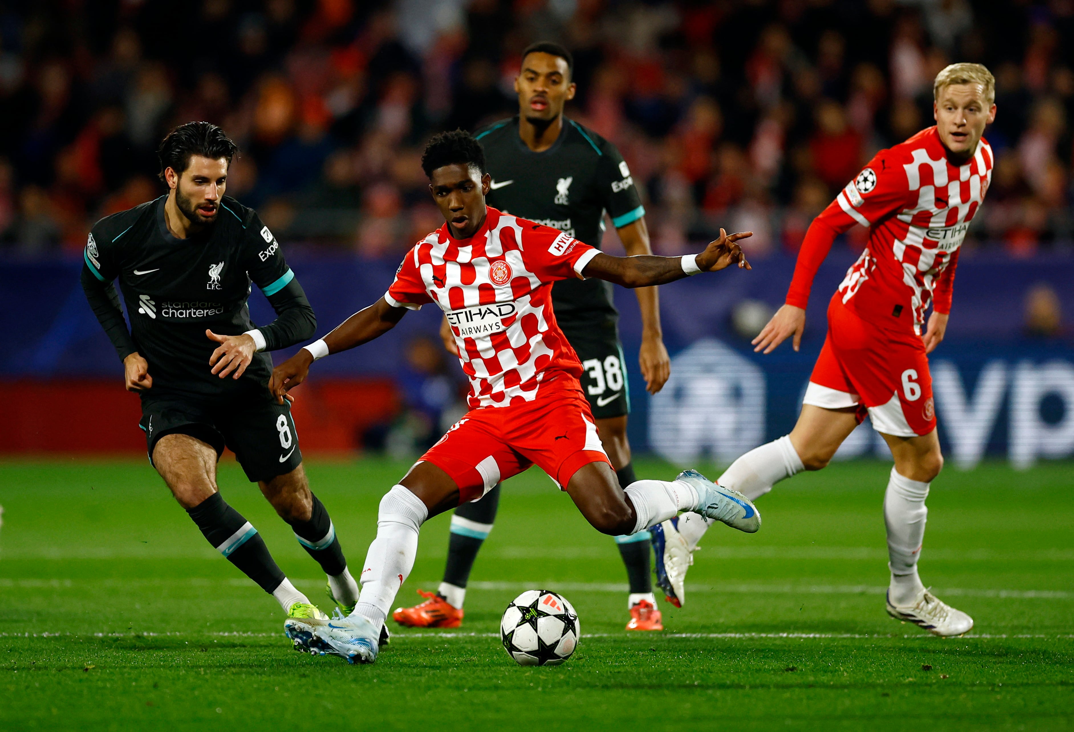 Yaser Asprilla es uno de los jugadores que dejará al Girona en el mercado invernal de 2026 - crédito REUTERS/Albert Gea