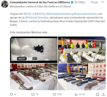 El general Hugo López informó que la operación estuvo dirigida contra la subestructura Jhon Fredy Orjuela. - crédito @COMANDANTE_FFMM/X