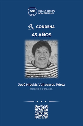El Tribunal Segundo de Sentencia de Santa Tecla impuso 45 años de cárcel a José Nicolás Valladares Pérez por homicidio agravado. (Imagen: FGR)