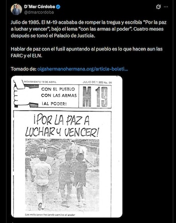 Córdoba recordó el asesinato del sindicalista José Raquel Mercado y a las víctimas de la toma del Palacio de Justicia de 1985 - crédito @dmarcordoba / X