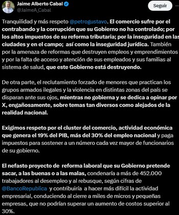 Jaime Alberto Cabal sostuvo que