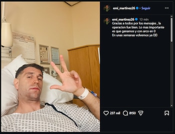 El posteo del Dibu luego de su operación