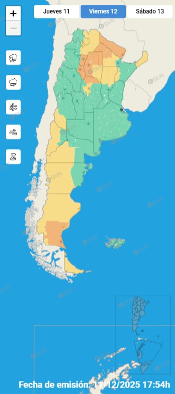 El SMN mantiene alertas por tormentas en el norte del país y por vientos en la Patagonia, con advertencias vigentes en varias provincias hasta el sábado