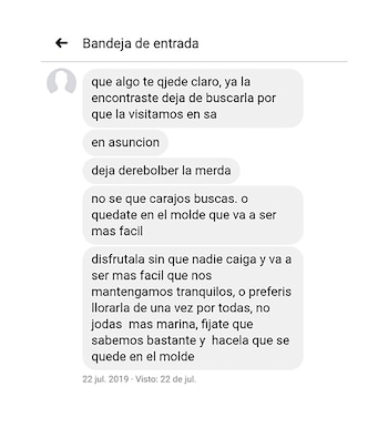 Marina recibió amenazas en su