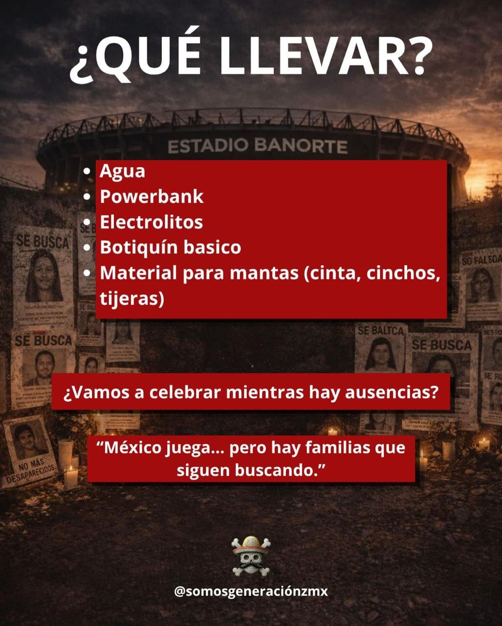 Es necesario llevar insumos para poder llevar una manifestación sin percances. (TW @somosgeneracionzmx)