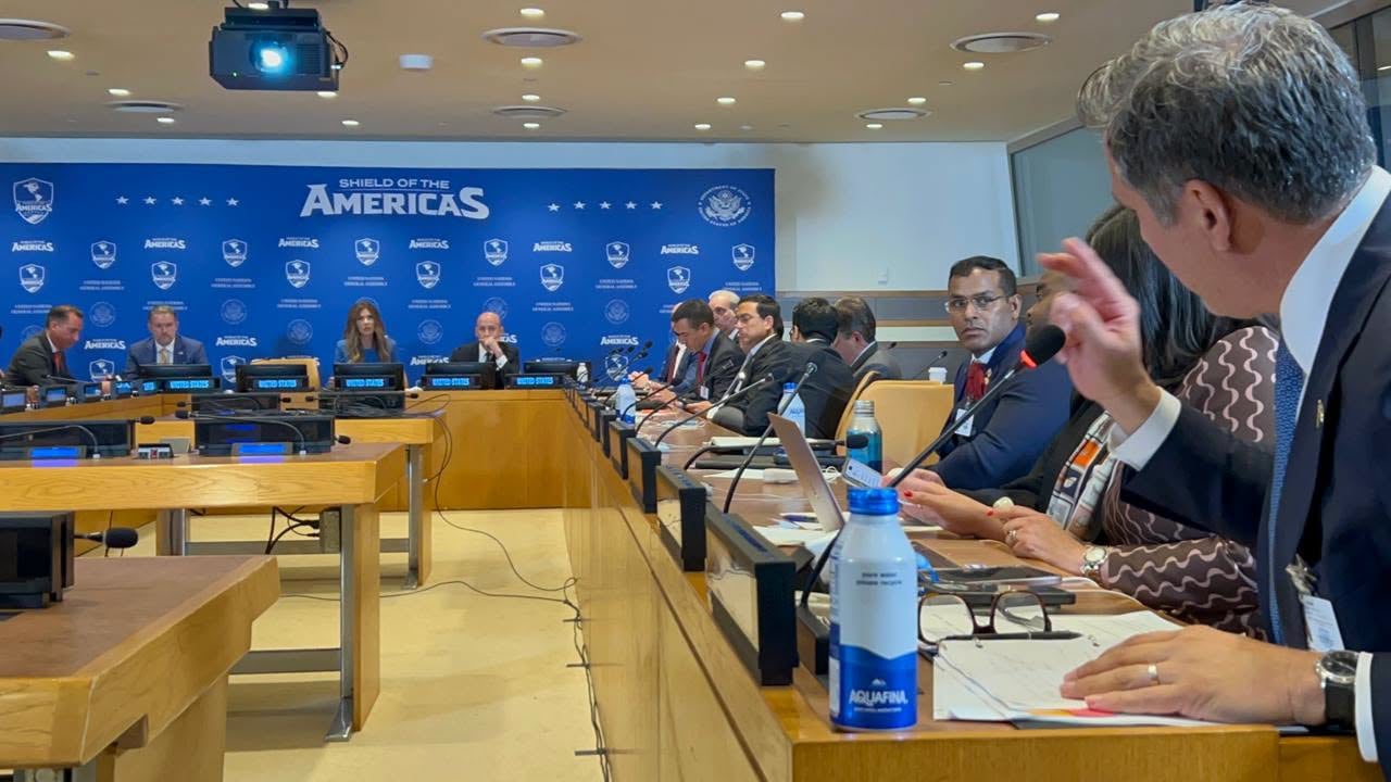La reunión del Escudo de las Américas abordó el combate al narcotráfico, la minería ilegal y otras amenazas que afectan a los países del hemisferio. Cortesía: Ministerio de Relaciones Exteriores y Culto