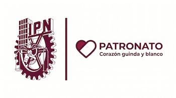 Logotipo del Instituto Politécnico Nacional (IPN) a la izquierda y el logo del Patronato Corazón Guinda y Blanco a la derecha, sobre un fondo blanco.