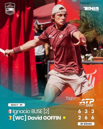 La caída de Ignacio Buse en su primera vez en la 'qualy' del Masters 1000 de Monte-Carlo. Crédito: Tenis al Máximo.