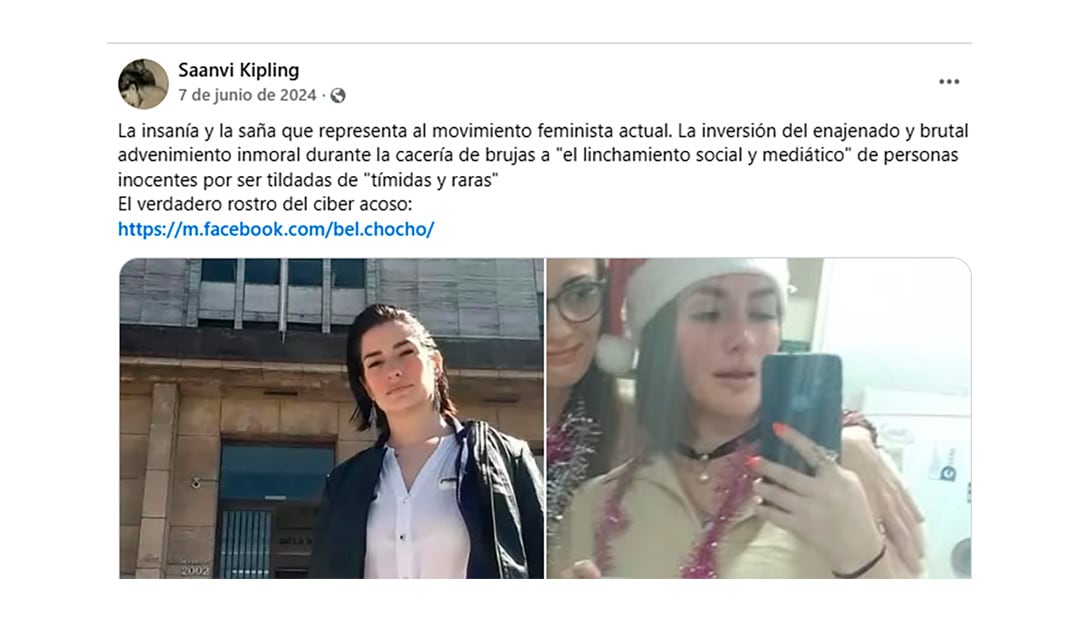 En el Facebook de Saanvi Kipling hay publicaciones dedicadas a escrachar a la joven
