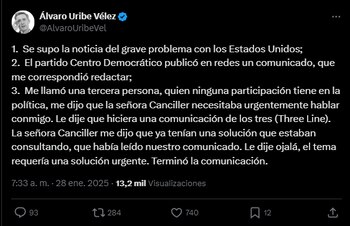 En su reciente publicación, Uribe