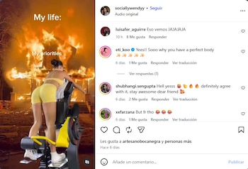 Los usuarios de redes sociales publicaron mensajes irónicos en los videos previos de la procesada tras conocerse su situación judicial - crédito @sociallywendyy/Instagram