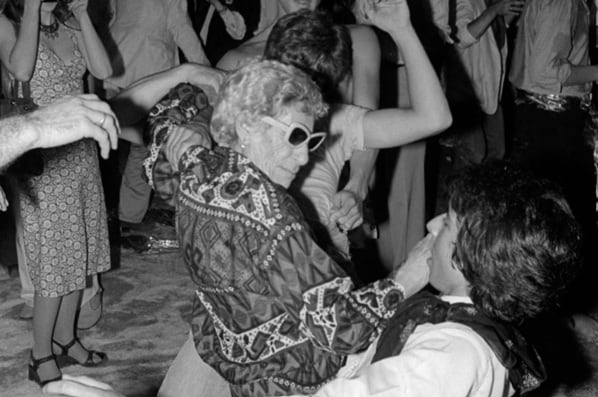 Sally Lippman en la pista de Studio 54 de Nueva York