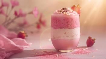 Agua de chía, fresa y