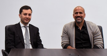 Stefano Di Carlo (presidente de River Plate) y Juan Sebastián Verón (mandatario de Estudiantes de La Plata) lideraron la mesa de trabajo