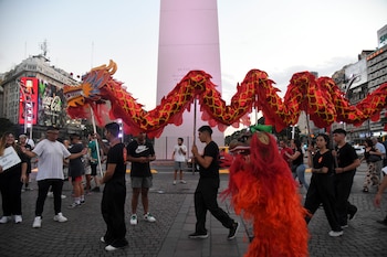 Se celebró el Año Nuevo Chino en el Obelisco (Foto: Enrique García Medina/Télam)