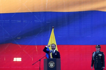 El presidente de Colombia, Abelardo de la Espriella, durante su primer discurso como mandatario, donde habló de proteger a la población civil - crédito Ernesto Guzmán Jr./EFE