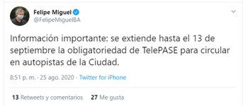 El tuit del funcionario porteño,