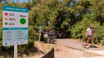 Cartelería que indica el aforo