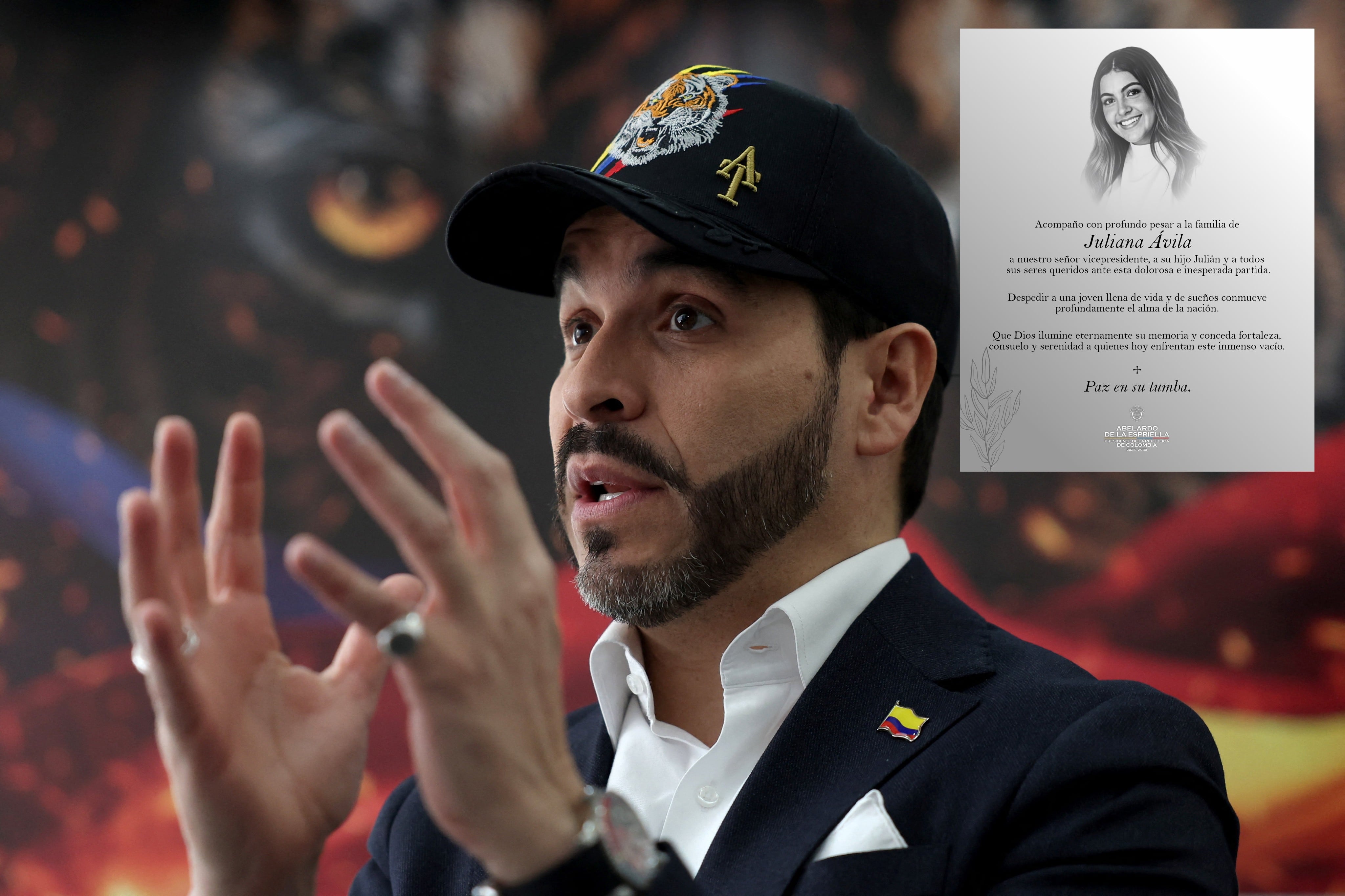 Abelardo de la Espriella extendió sus condolencias a la familia del vicepresidente José Manuel Restrepo tras el fallecimiento de Juliana Ávila - crédito Reuters/@ABDELAESPRIELLA/X