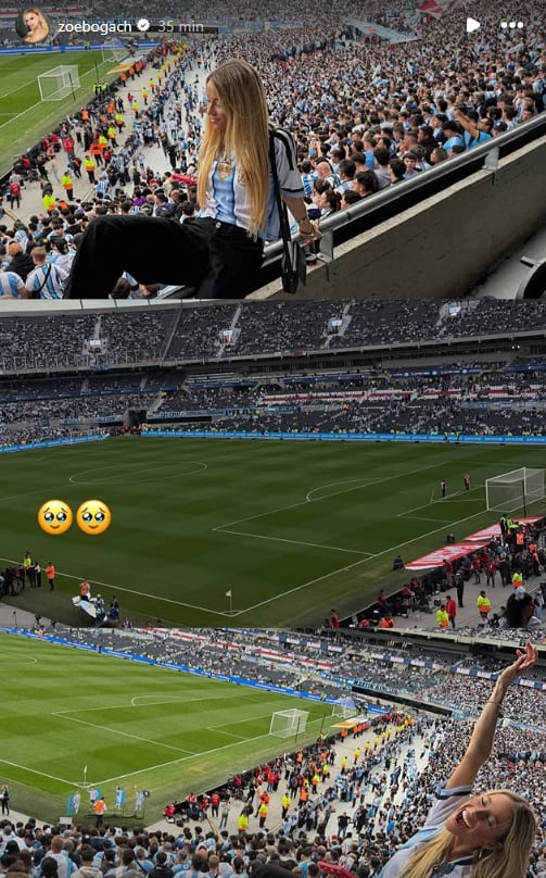 Zoe Bogach siguió la previa desde la tribuna con la camiseta argentina
