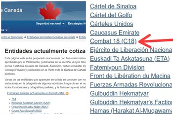 Listado de los grupos considerados como Terroristas por el gobierno de Canada - crédito captura de pantalla Public Safety Canada
