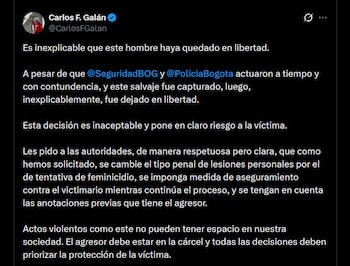 Carlos Fernando Galán - crédito @CarlosFGalan/X