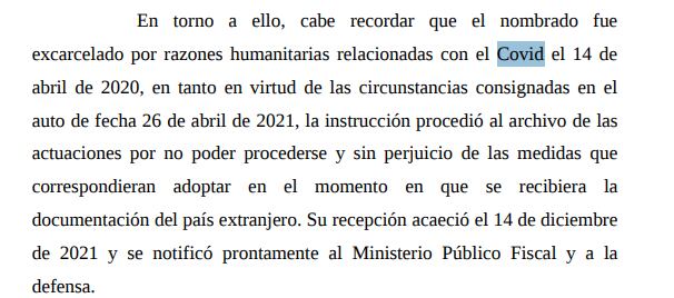 Fragmento del fallo de la Sala II: Alex Ydone libre por el COVID y un olvido de su gobierno