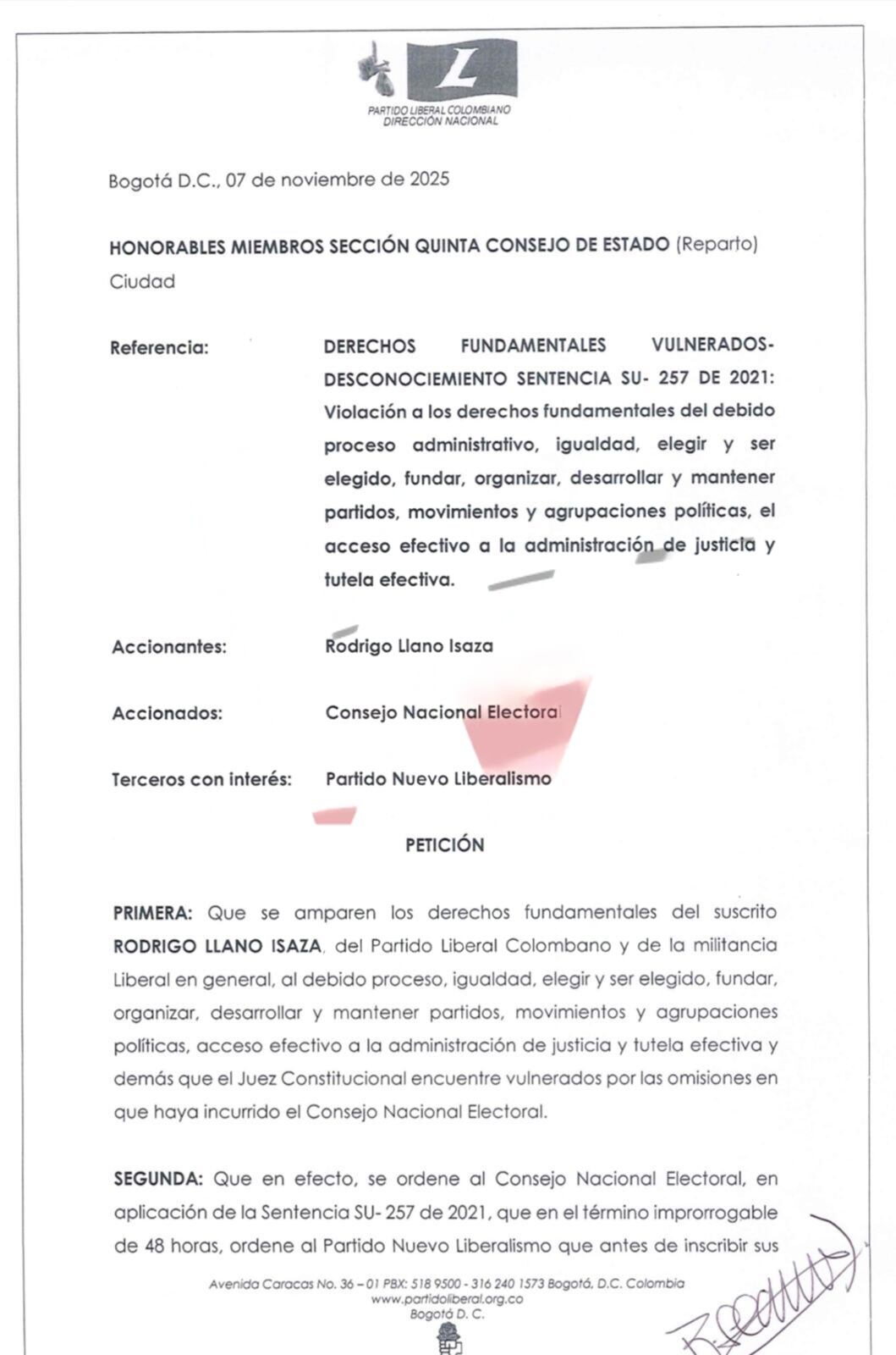 La disputa por la identidad visual del Nuevo Liberalismo ha escalado a un nuevo nivel, luego de que el Partido Liberal interpusiera una tutela para exigir el cambio de su logo - crédito redes sociales/X