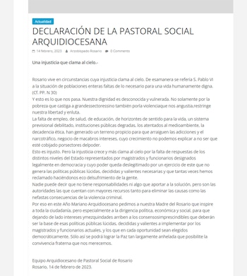 La declaración de la Pastoral