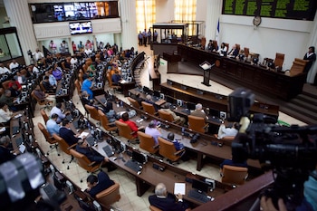 Vista general de una sesión plenaria del Parlamento nicaragüense en Managua