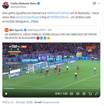 Carlos Antonio Vélez expuso a referente de la plantilla de Millonarios