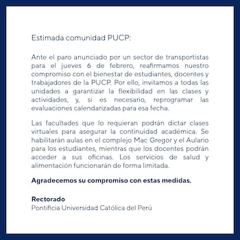 Comunicado de la PUCP.