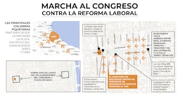 El mapa de la marcha al Congreso contra la Reforma Laboral: el Gobierno decidió reforzar la seguridad y vigilancia