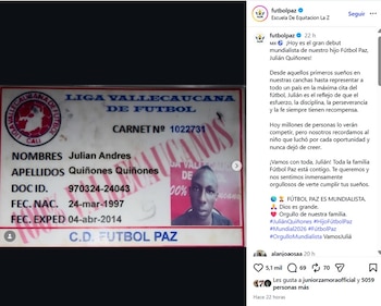 La publicación se difundió el jueves 11 de junio de 2026 - crédito @futbolpaz/IG