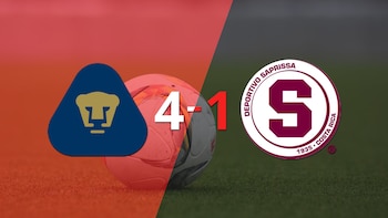 Pumas UNAM golea 4-1 a Dep. Saprissa y Juan Dinenno firma doblete