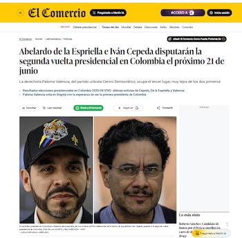 Publicación El Comercio Perú sobre las Elecciones en Colombia - crédito El Comercio Perú
