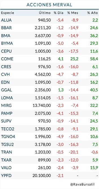 Fuente: Rava Bursátil-precios en pesos.