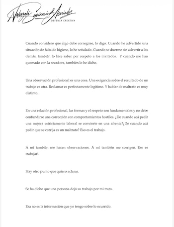 Alvina Ruiz publica su descargo y niega acusaciones de maltrato por dos maquilladoras.