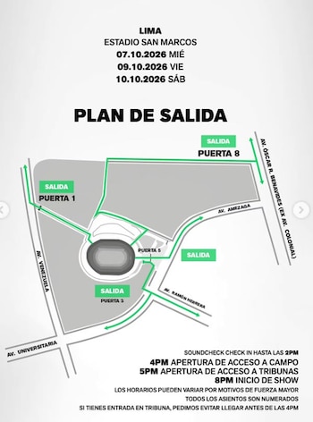 Plan de salida para el concierto de BTS en San Marcos