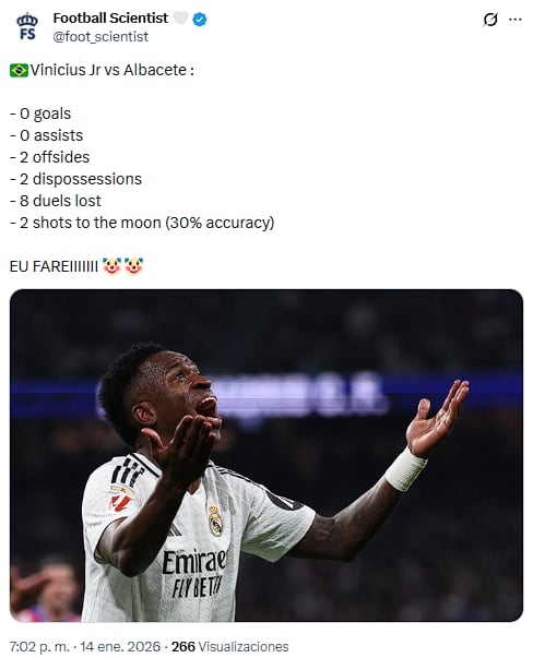 Vinicius no pesó en el mano a mano contra un equipo de Segunda División