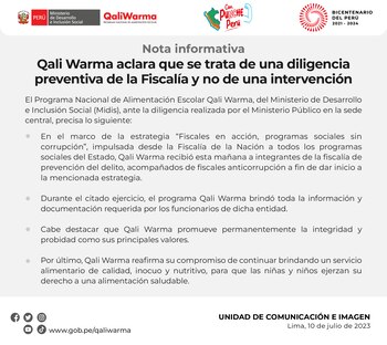 Comunicado de la entidad sobre